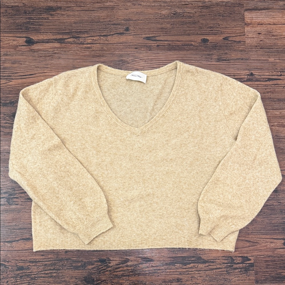 American Vintage Beige V-Neck Sweater